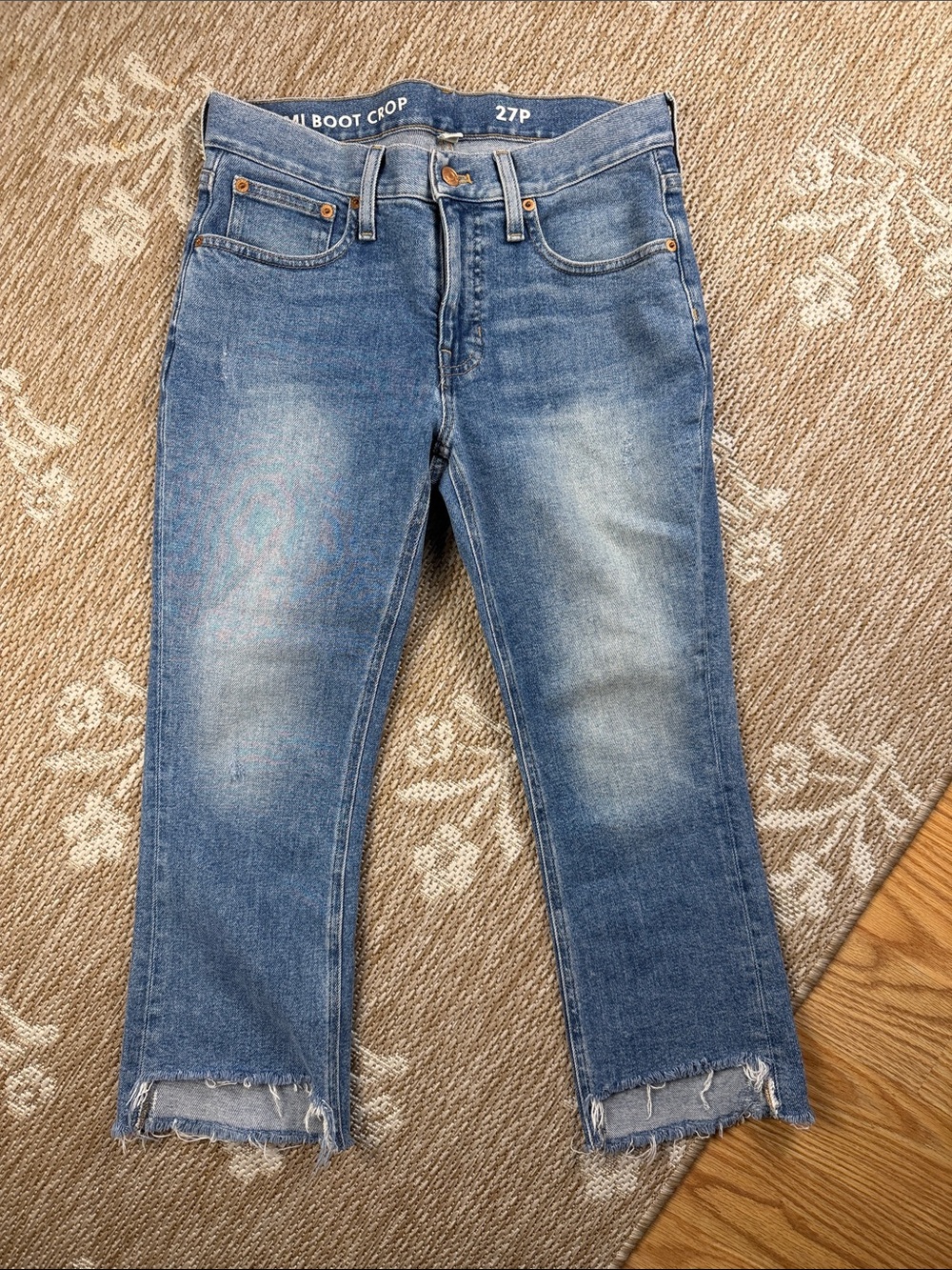 J Crew Light Blue Cropped Bootcut Jeans - Frayed Hem